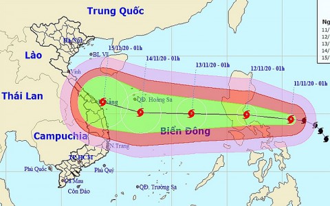 Dự báo thời tiết: Bão Vamco đi vào Biển Đông, sức gió mạnh nhất giật cấp 15